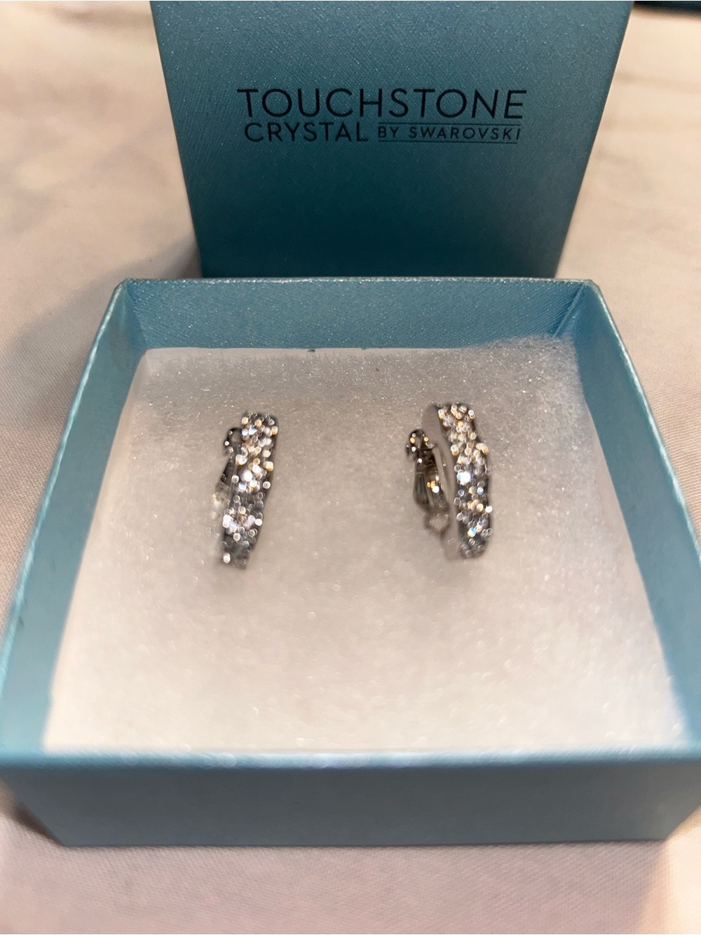 Touchstone Crystal Clear Crystal Huggie Hoop Earrings